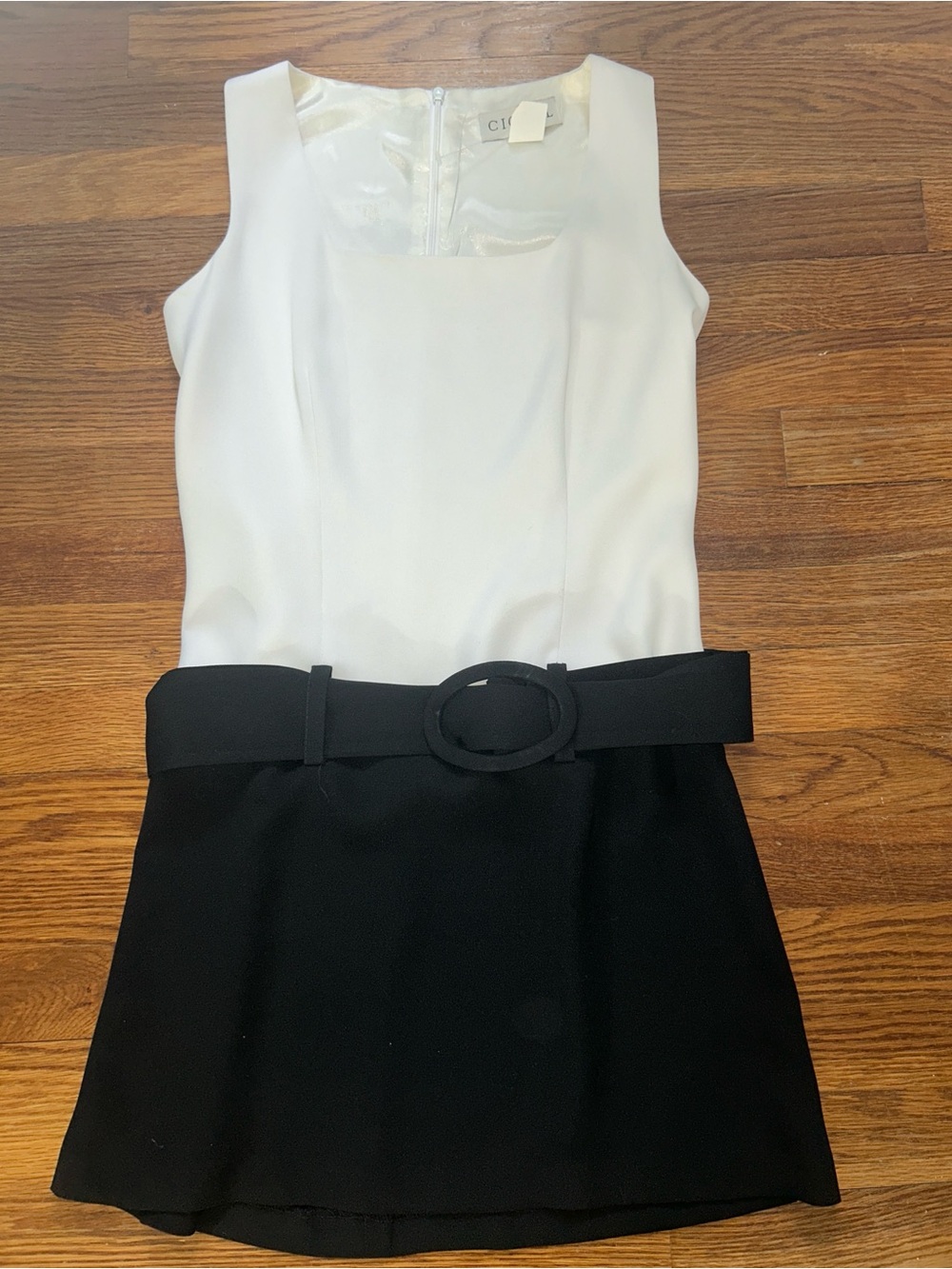 Cignal Classic Black & White Sleeveless Dress with Belt